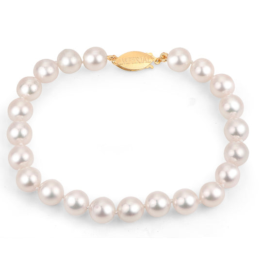 14KT "A" Quality Akoya Pearl Bracelet (Select Size, Length & Gold Color)