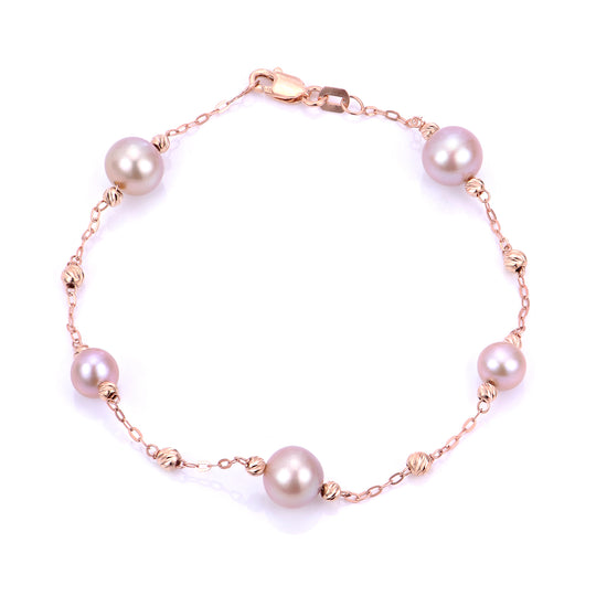 14KT Rose Gold Freshwater Pearl Bracelet