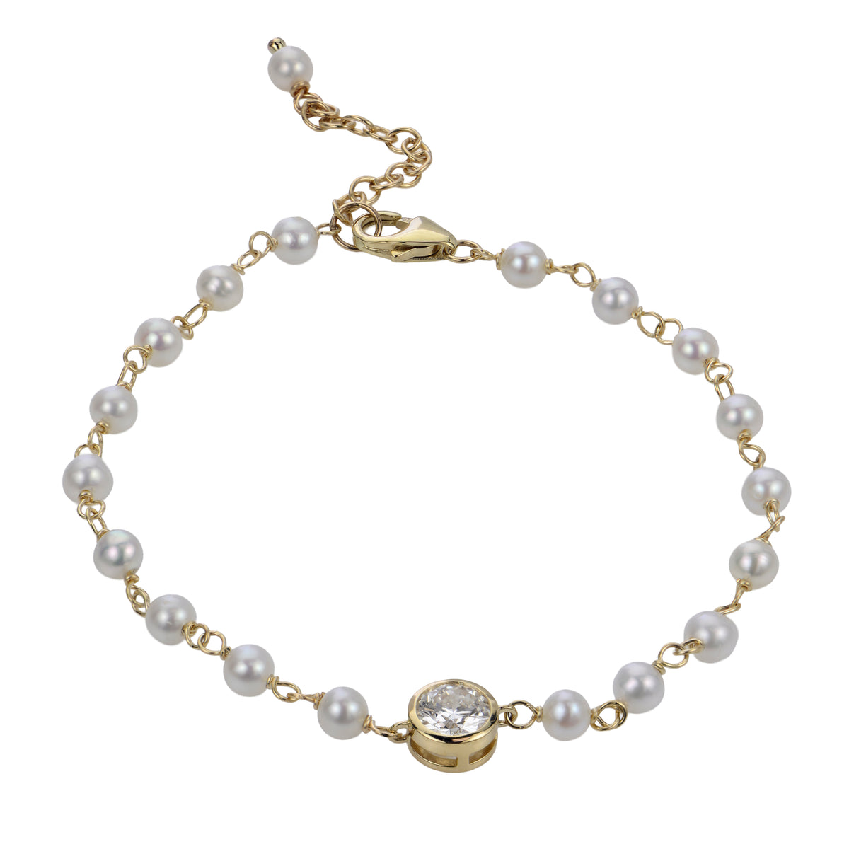 14KT Yellow Gold Freshwater Pearl & LGD Bracelet