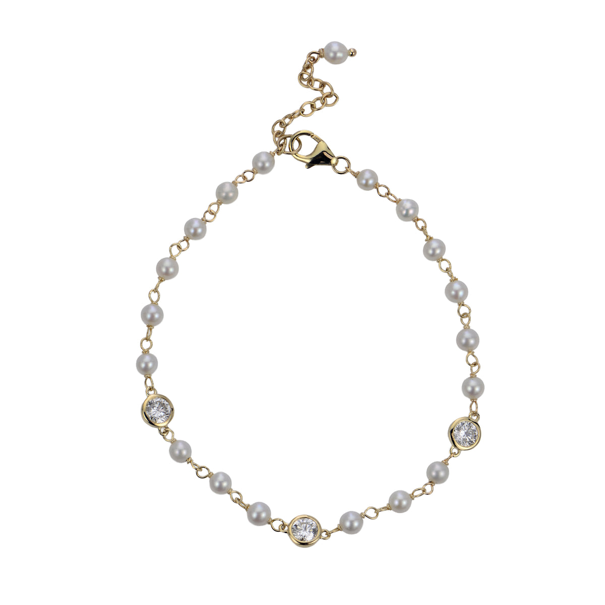 14KT Yellow Gold Freshwater Pearl & LGD Bracelet