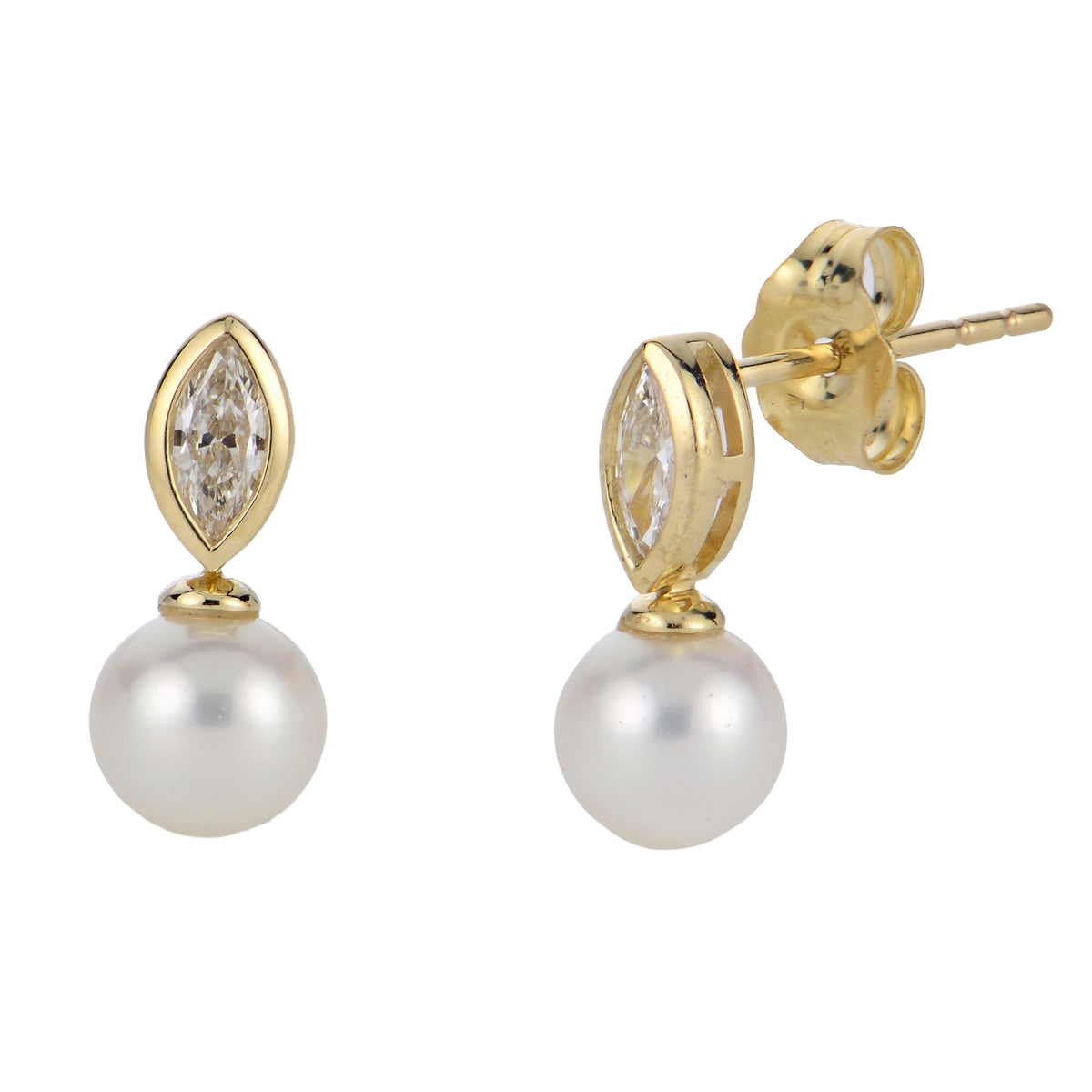 14KT Yellow Gold Freshwater Pearl Earring