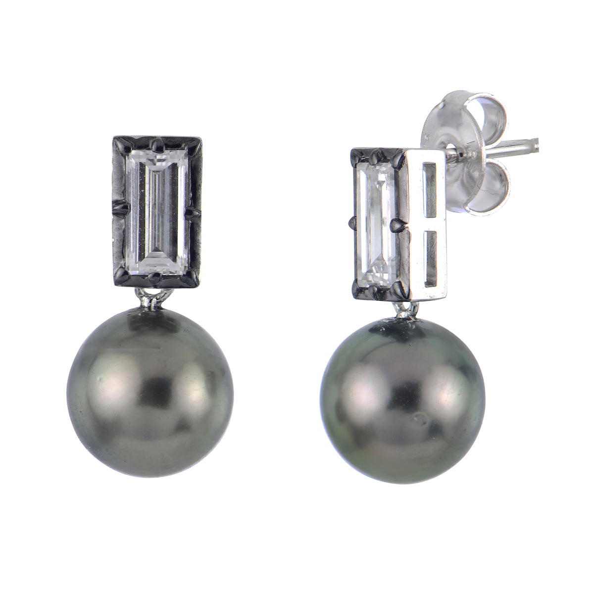 Sterling Silver Tahitian Pearl Earring