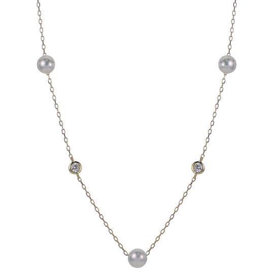 14KT Yellow Gold Akoya Pearl Necklace