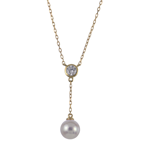 14KT Yellow Gold Akoya Pearl & LGD Necklace