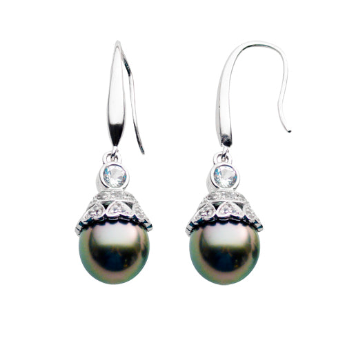 Sterling Silver Tahitian Pearl Earring
