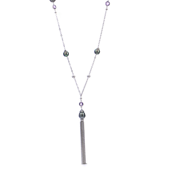 Sterling Silver Tahitian Pearl Necklace