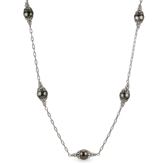 Sterling Silver Tahitian Pearl Necklace