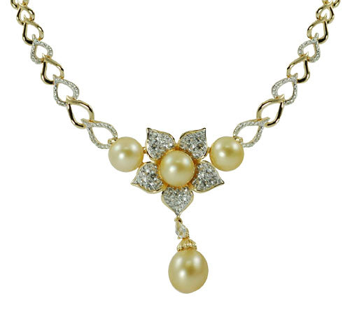 Sterling Silver Golden South Sea Necklace