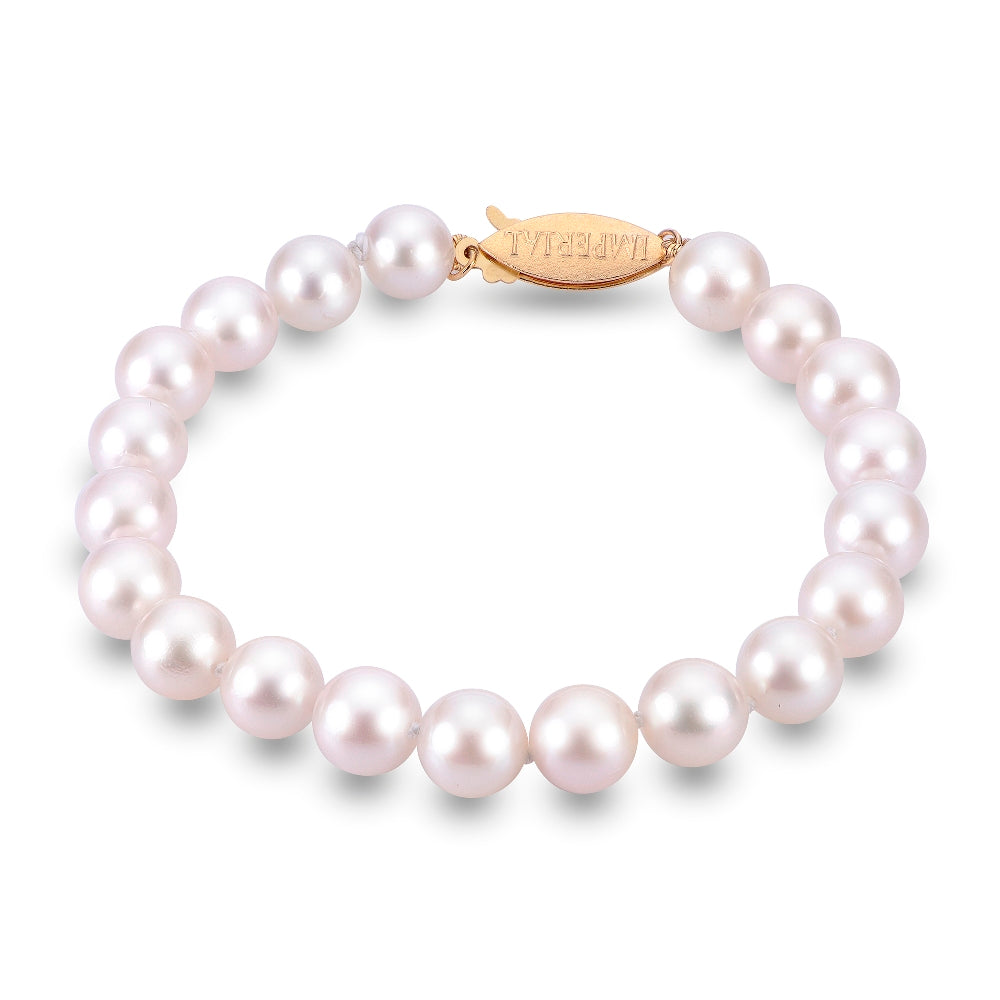 14KT "A" Quality Akoya Pearl Bracelet (Select Size, Length & Gold Color)