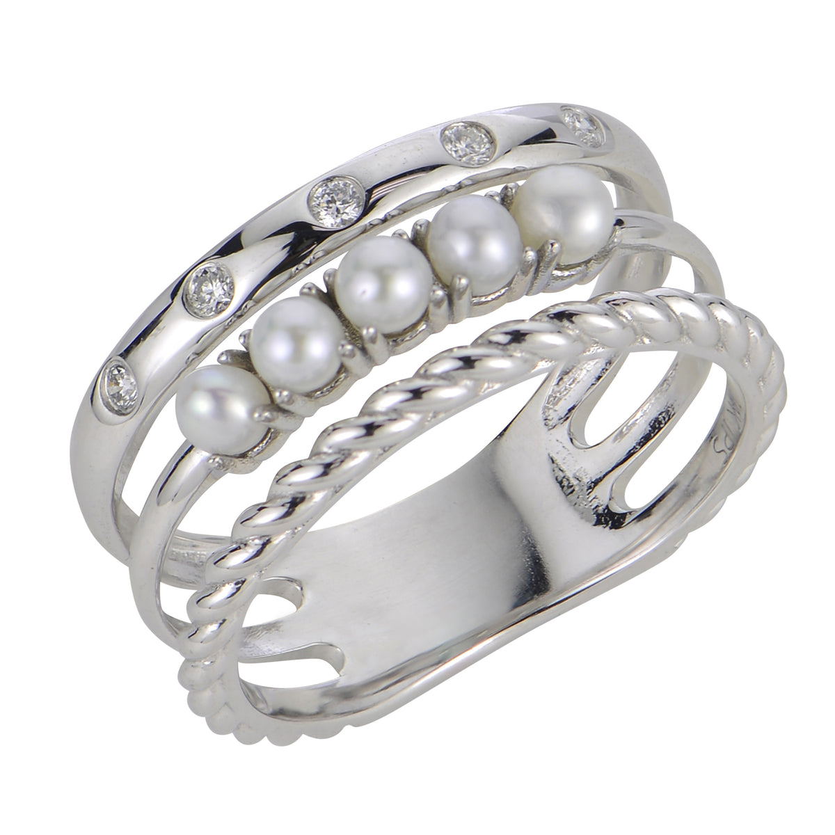 14KT White Gold Freshwater Pearl Ring
