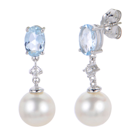 14KT White Gold Freshwater Pearl Earring