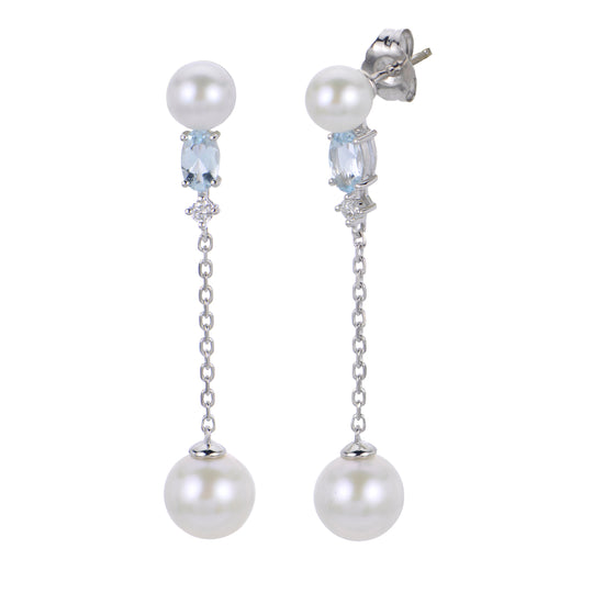 14KT White Gold Freshwater Pearl Earring