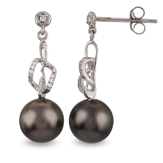 14KT White Gold Tahitian Pearl Earring