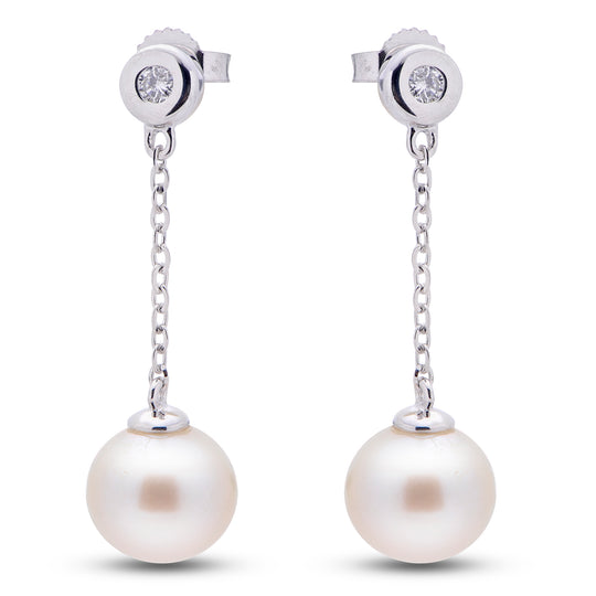 14KT White Gold Freshwater Pearl Earring