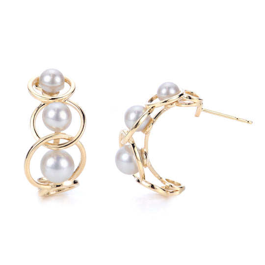 14KT Yellow Gold Freshwater Pearl Earring