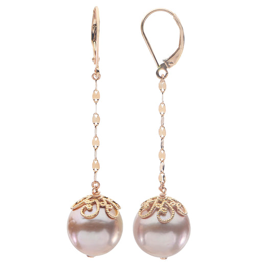 14KT Rose Gold Freshwater Pearl  Earring