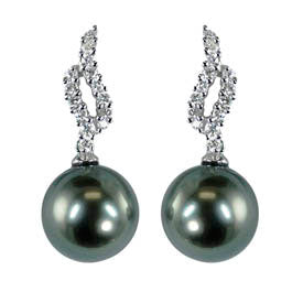 14KT White Gold Tahitian Earring