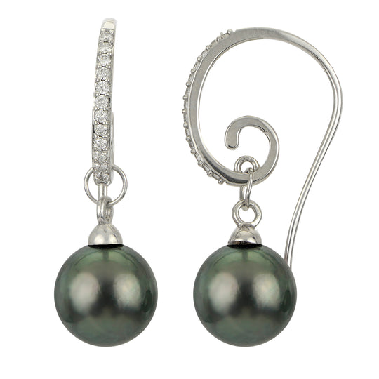 14KT White Gold Tahitian Pearl Earring