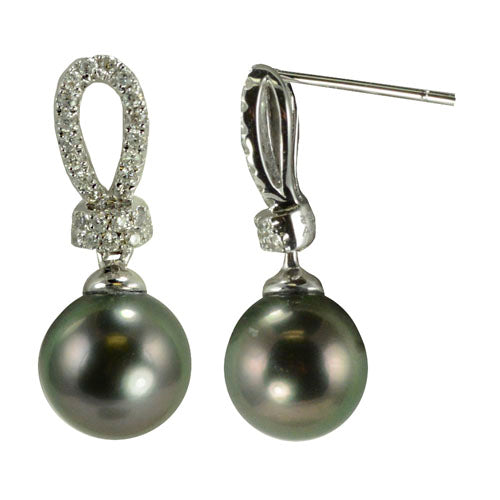 14KT White Gold Tahitian Pearl Earring