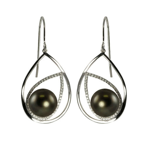 14KT White Gold Tahitian Pearl Earring