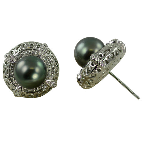14KT White Gold Tahitian Pearl Earring