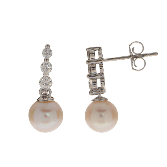 14KT White Gold Freshwater Pearl Earring