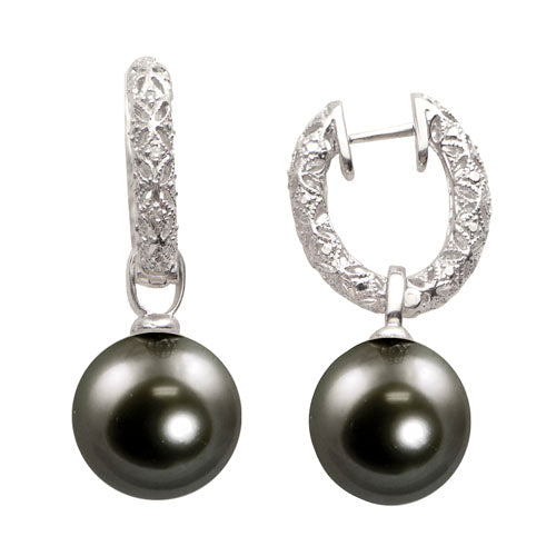 14KT White Gold Tahitian Earring