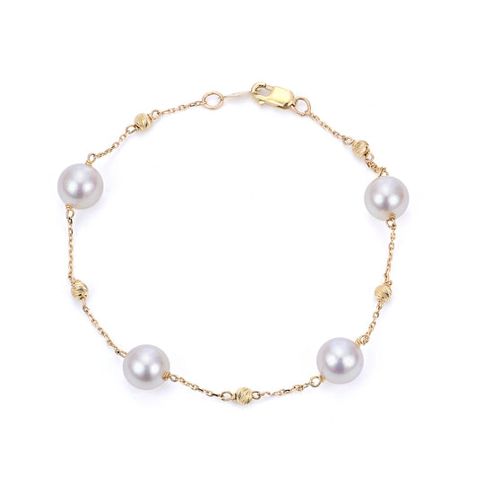 14KT Yellow Gold Akoya Pearl Bracelet