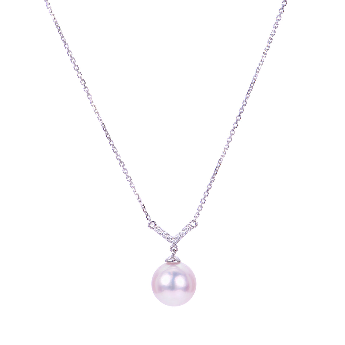14KT White Gold Akoya Pearl Necklace