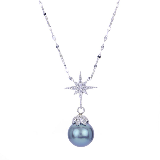 14KT White Gold Tahitian Pearl Necklace