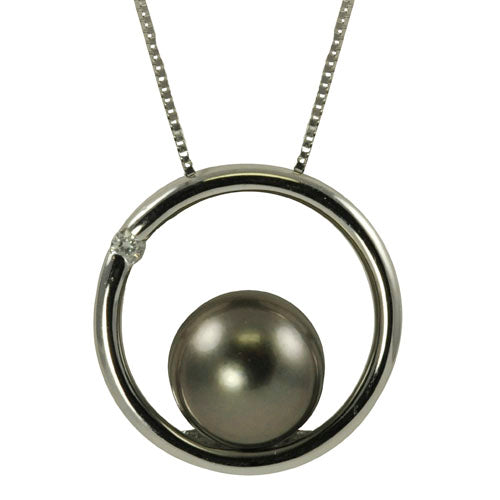 10KT White Gold Tahitian Pearl Pendant