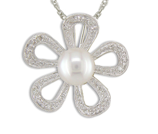 14KT White Gold Akoya Pendant