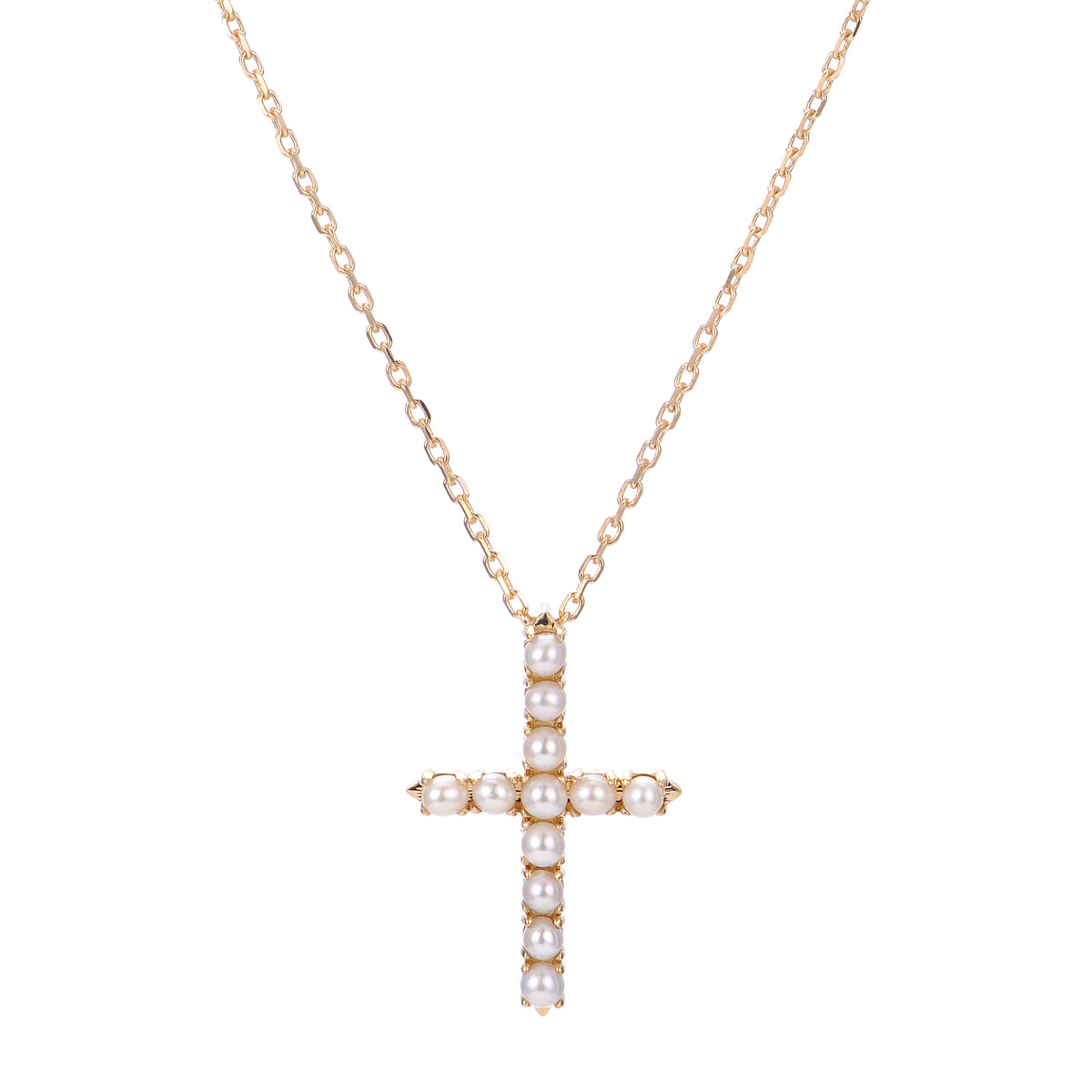 14KT Yellow Gold Freshwater Pearl Cross Pendant