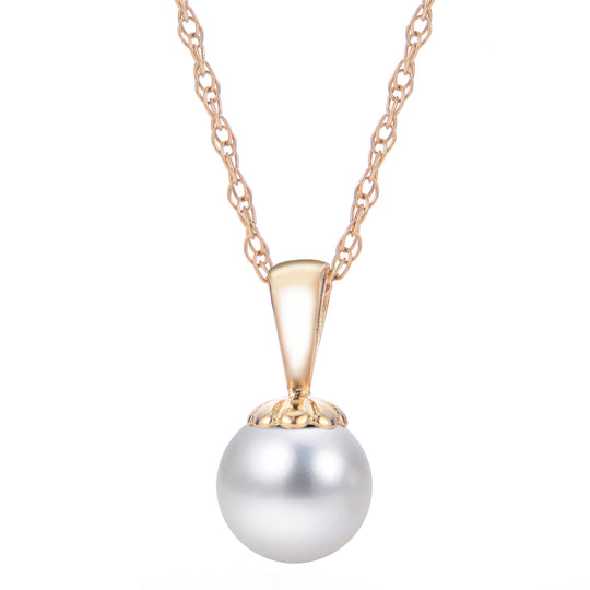 18 KT Crown Akoya Pendant (Select Pearl Size)