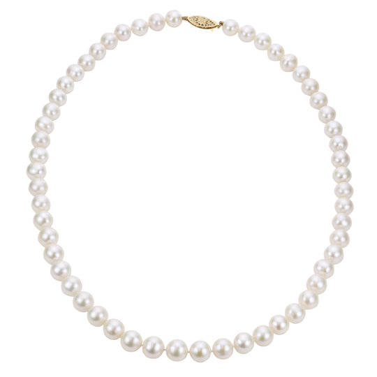 14KT "Crown" Quality Freshwater Pearl Strand (Select Size, Length, & Gold Color)