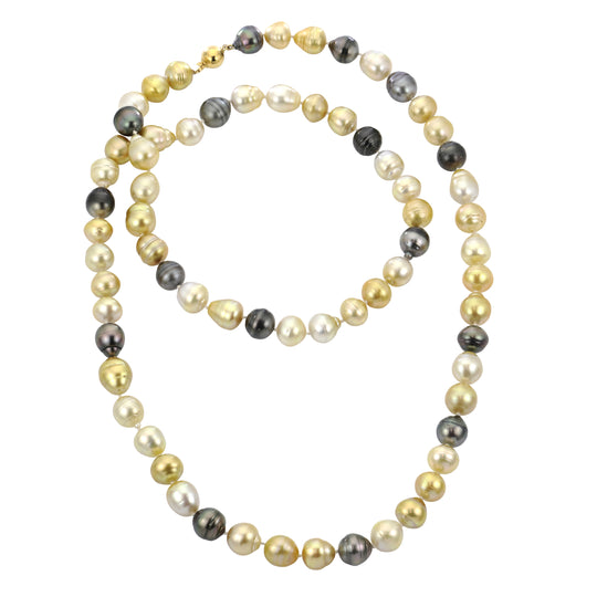 18KT Yellow Gold Tahitian Pearl Necklace