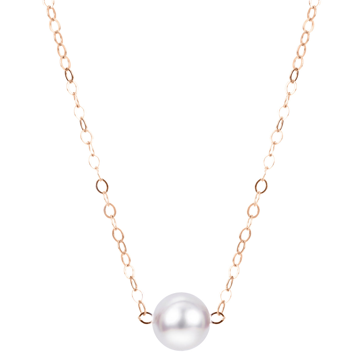 15" 14KT Akoya Pearl by Pearl Starter Necklace - (Choose Quality, Size, & Gold Color)