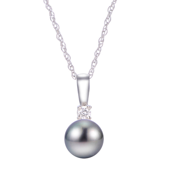 14KT Tahitian Pearl Pendant & Diamond (Select Quality, Size, & Gold Color)