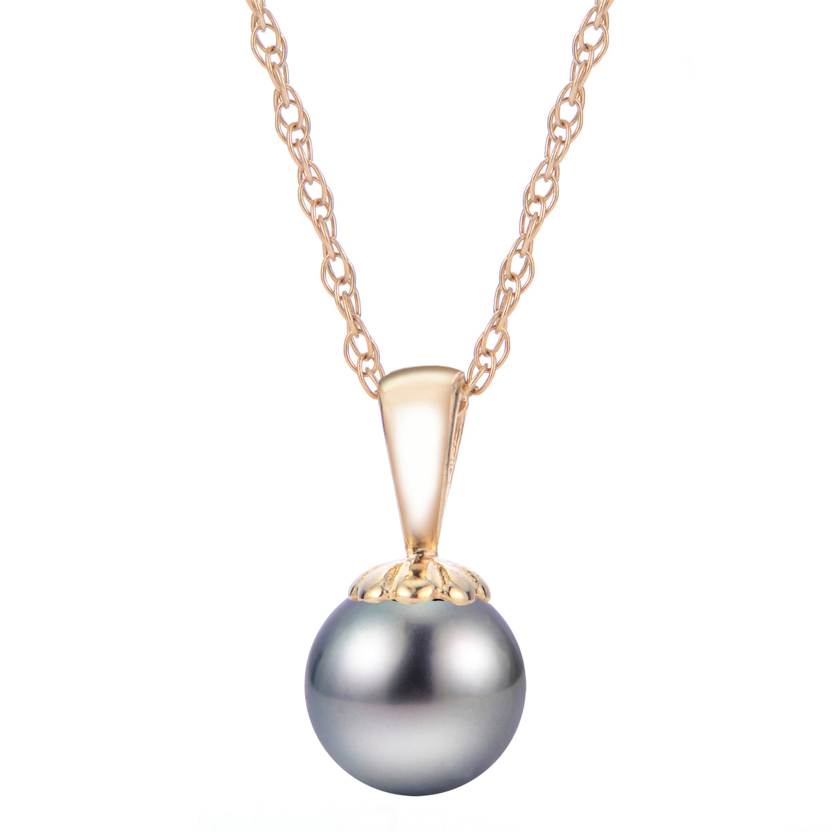 14KT Tahitian Pearl Pendant (Select Quality, Size & Gold Color)